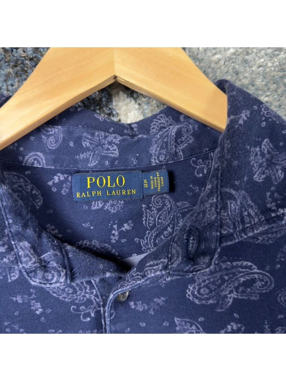 Polo Ralph Lauren Paisley Polo Shirt Mens XL Navy Preppy